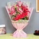 Lilies Carnations Pink Wrap Bouquet