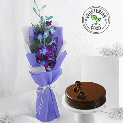 Orchid Bouquet & Truffle Cake